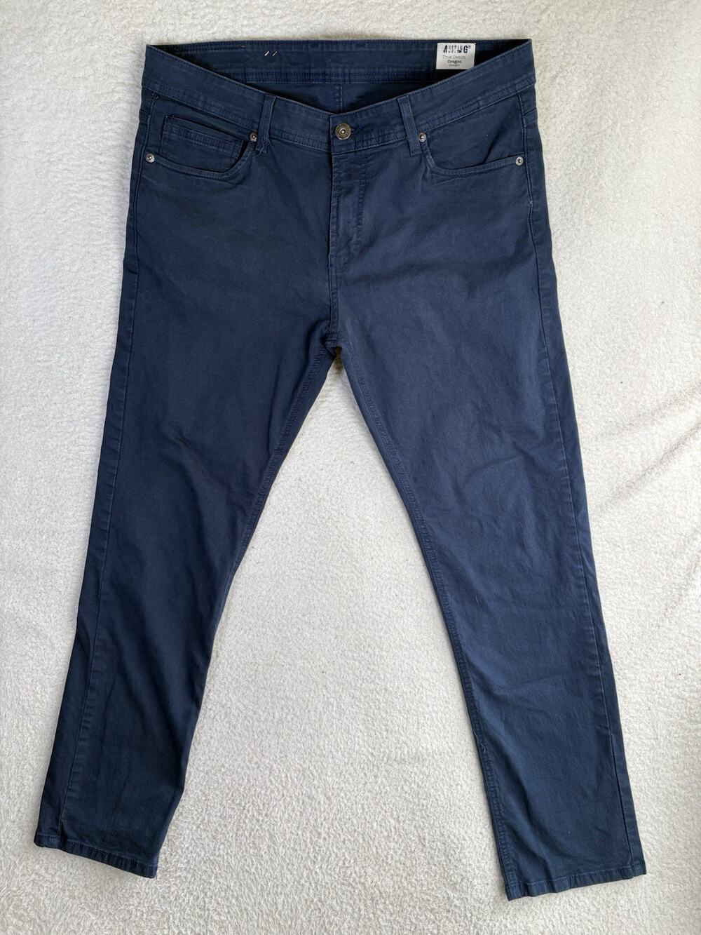 Mustang Oregon Pants Jeans Mens 36x32 Navy Blue 5 Pocket Dark Wash Straight Leg